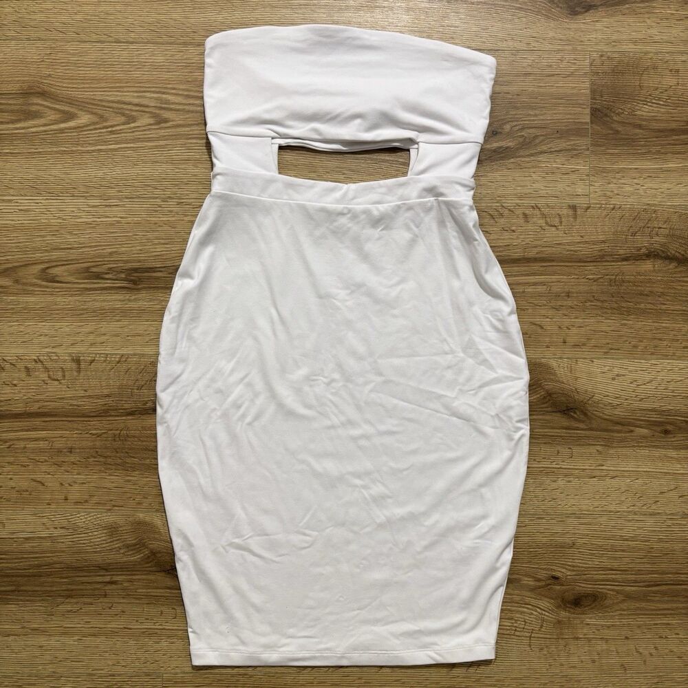 Susana Monaco Mini Dress Sz Medium White Cutout Strapless Bodycon Stretch NWT